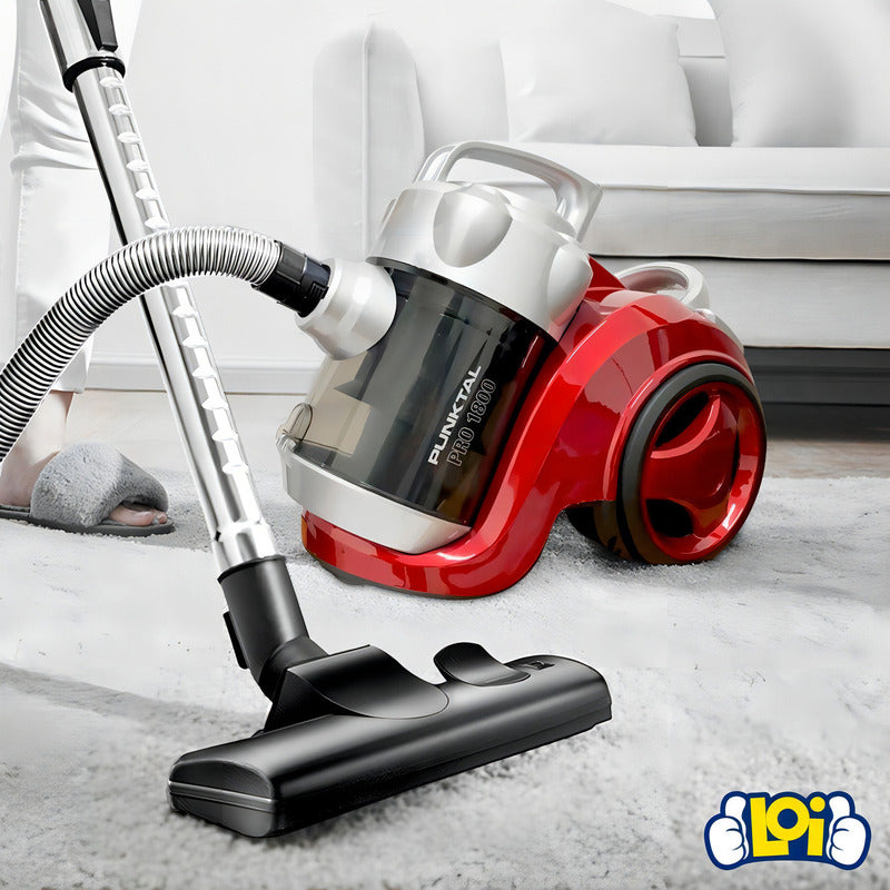 Aspiradora Punktal Pro 1800 W Sin Bolsa Manguera Flexible - Rojo/plateado