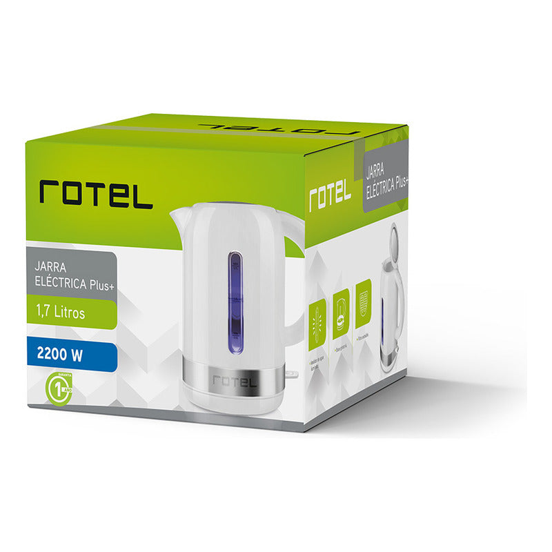 Jarra Eléctrica Blanca Plus Rotel 1,7lt Base Giratoria 360° - Blanco