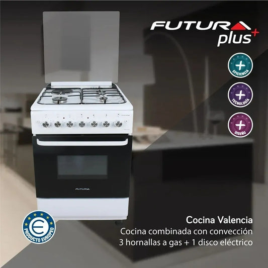Cocina Combinada Futura Plus Fut-60-cm31b Valencia Albion Blanco