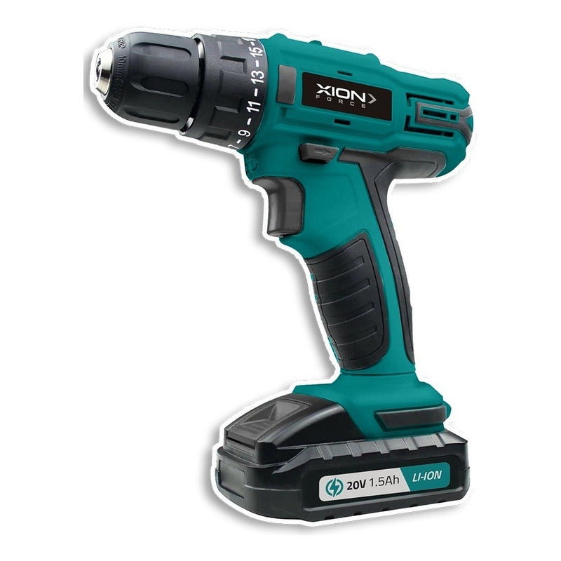 Taladro Inalambrico Recargable Xion Xi-tool20 20v 2 Baterias Turquesa