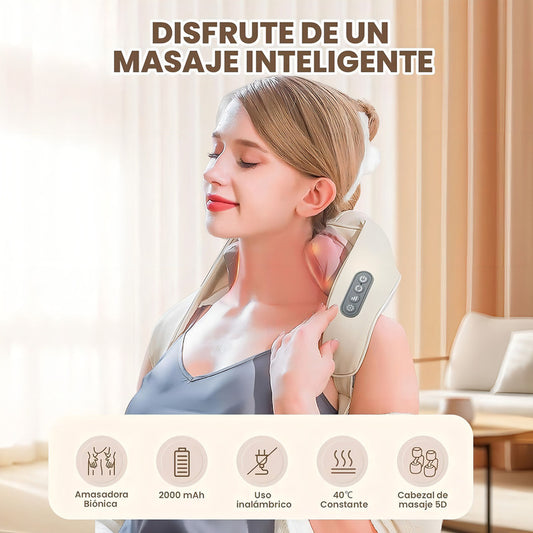 Masajeador Cuello Espalda Cervical Hombros Eléctrico Portátil Función De Calor Potencia Ajustable Goldtech Relax Pro