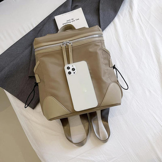 Mochila Para Mujer Impermeable De Tela Nylon Cartera De Dama Caqui1