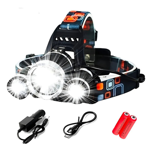 Linterna Cabeza Tipo Minero Batería Recargable Camping Pesca - Blanco