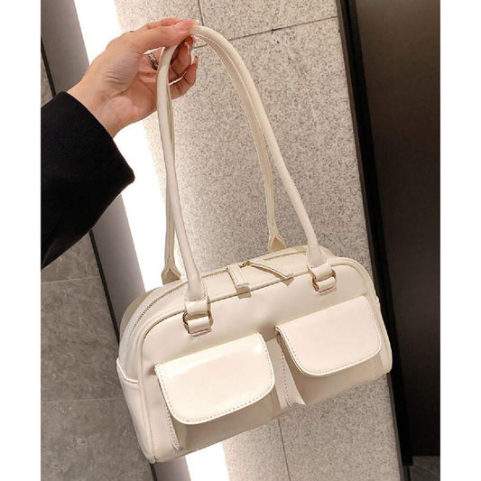 Cartera Bandolera Brillante Mujer Cuero Sintético Crudo