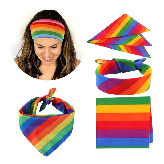 Pack 2 Unid Bandanas Pañuelos Deportivo Multiuso Diseño Lgbt Lgbt Rayas Único