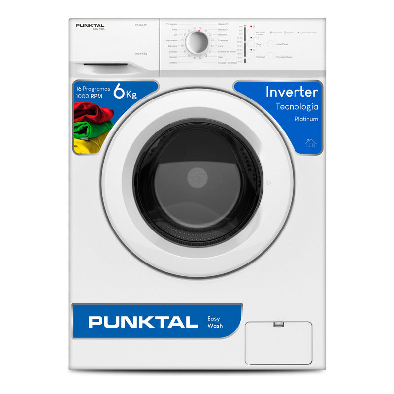 Lavarropas Punktal Frontal Inverter 6k 1000 Rpm 16 Programas Blanco