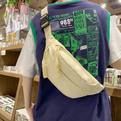 Riñonera Bandolera Para Dama Tela Impermeable Gran Capacidad Crudo Lisa