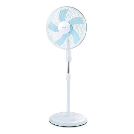 Ventilador De Pie Ufesa 40cm 3 Velocidades 50w -5 Aspas. 40 Cm Blanco Celeste Plástico 5