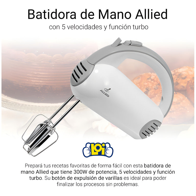Batidora De Mano Allied Al-hm27 300w Color Gris