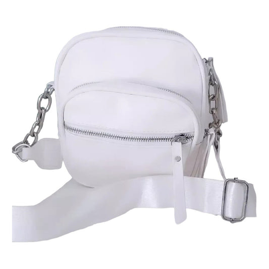Bandolera De Dama Tipo Morral De Mujer Con Correa Ajustable Blanco Lisa
