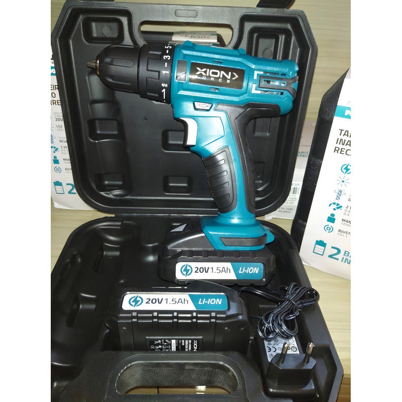 Taladro Atornillador Xion 2 Baterias Litio Inalambrico 20 V Verde Oscuro