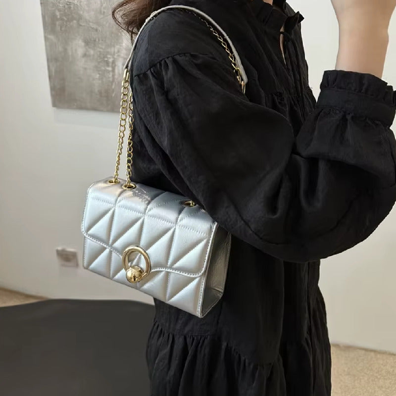 Bandolera Para Dama Bolsos Cartera De Mujer Correa Ajustable Plateado 1