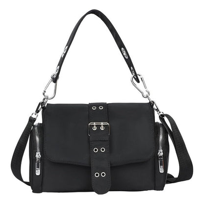 Cartera Bandolera Bolso Genérica Tela Impermeable Negra Negro (1)