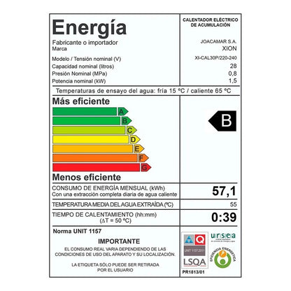 Termotanque Calefon Xion Cal30p 28 Litros Prisma Acero Blanco