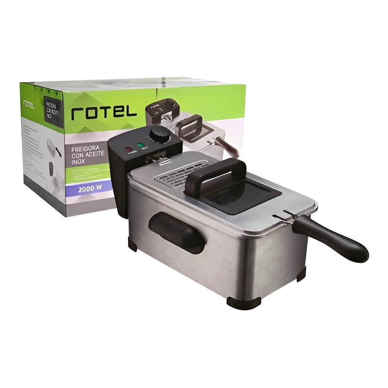 Freidora Con Aceite 2000w Rotel Acero Inox Color Gris