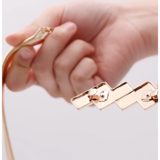 Cinto Elastizado Para Dama De Metal Diseño Dorado Y Plateado Plateado 1 70-90