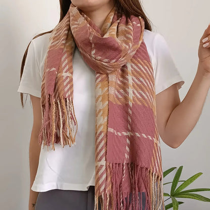 Pashmina Chalina Bufandas De Dama Afelpada Livianas Y Sauves Rosa-mostaza Rayas