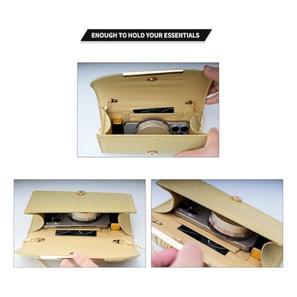 Sobre De Fiesta Con Cadenita Cartera Dama Carterita De Gala Dorado