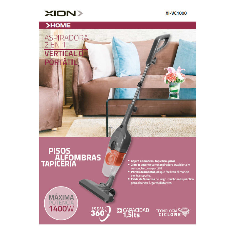 Aspiradora Xion Portatil Dos En Uno Xi-vc1000 Color Negro - Negro