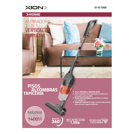 Aspiradora Xion Portatil Dos En Uno Xi-vc1000 Color Negro - Negro