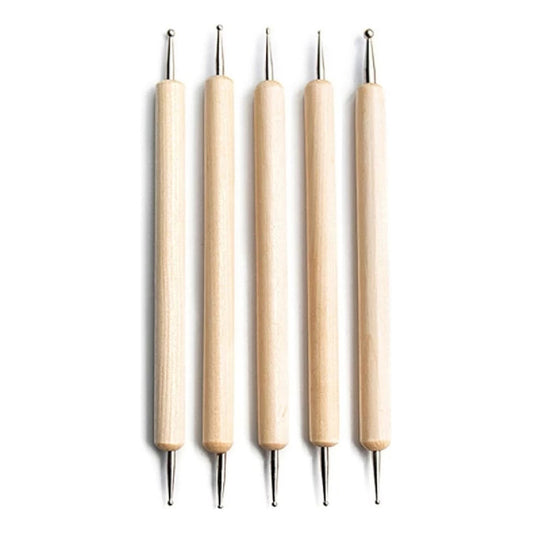 Dotting O Puntero Para Decorar Uñas Pack X5 Unidades Madera