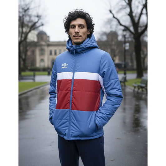 Campera Umbro Parka Camperon Hombre Adulto - Celeste/rojo - Xl