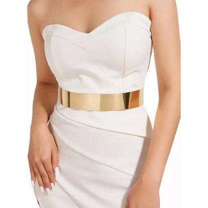 Cinto De Metal Para Dama Ancho 4 Cm Diseño Dorado Y Plateado Dorado Único