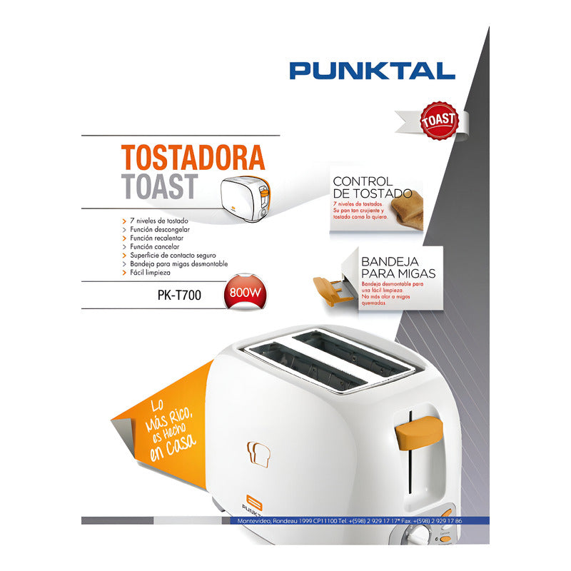 Tostadora De Pan Punktal Doble Bandeja 7 Niveles 800w Color Blanco