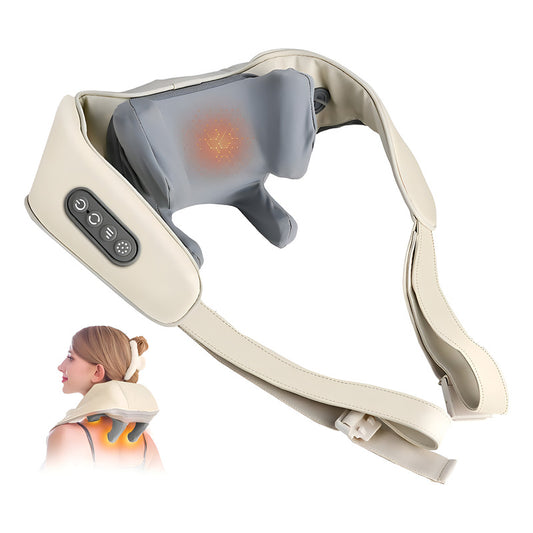 Masajeador Cuello Espalda Cervical Hombro Eléctrico Portátil Beige