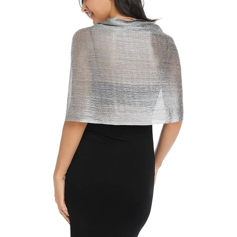 Chalinas De Fiesta Chal Fino Con Brillo En Varios Colores Plateado Rayas