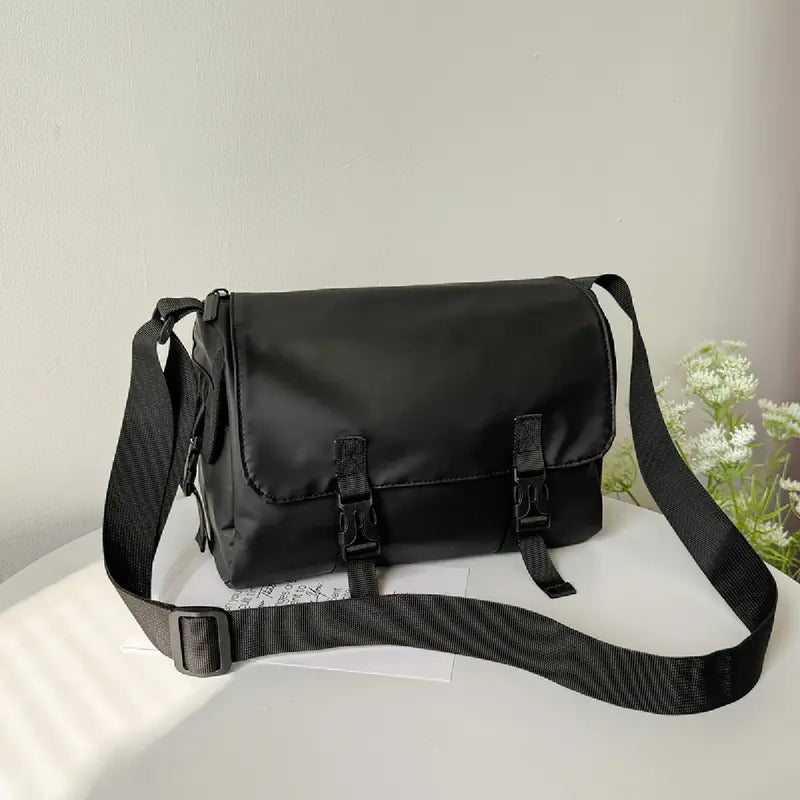 Bolso Plegable De Nylon Tela Impermeable Cartera De Hombro Negro Lisa