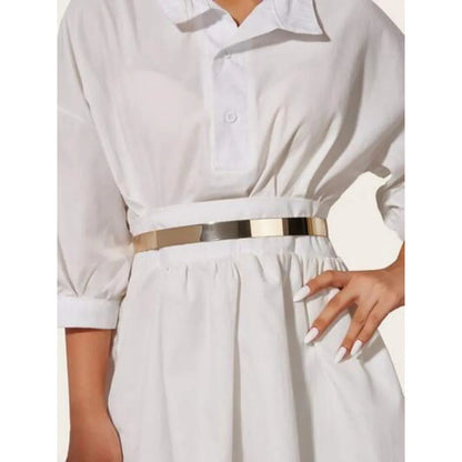 Cinturón Fino De Metal Para Mujer 2cm Plateado/dorado Plateado. Único