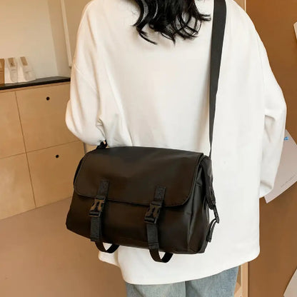 Bolso Plegable De Nylon Tela Impermeable Cartera De Hombro Negro Lisa