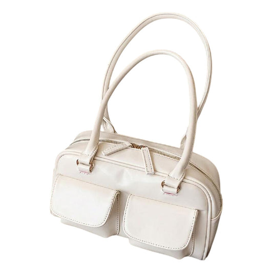 Cartera Bandolera Brillante Mujer Cuero Sintético Crudo