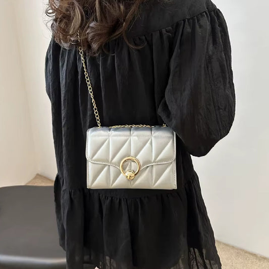 Bandolera Para Dama Bolsos Cartera De Mujer Correa Ajustable Plateado 1