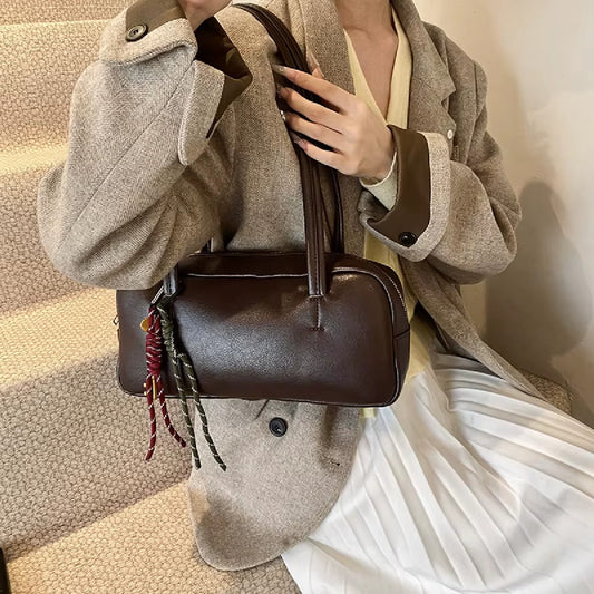 Carteras De Dama Bolsos Para Mujeres Bandoleras Capitoneadas Marrón Oscuro Liso