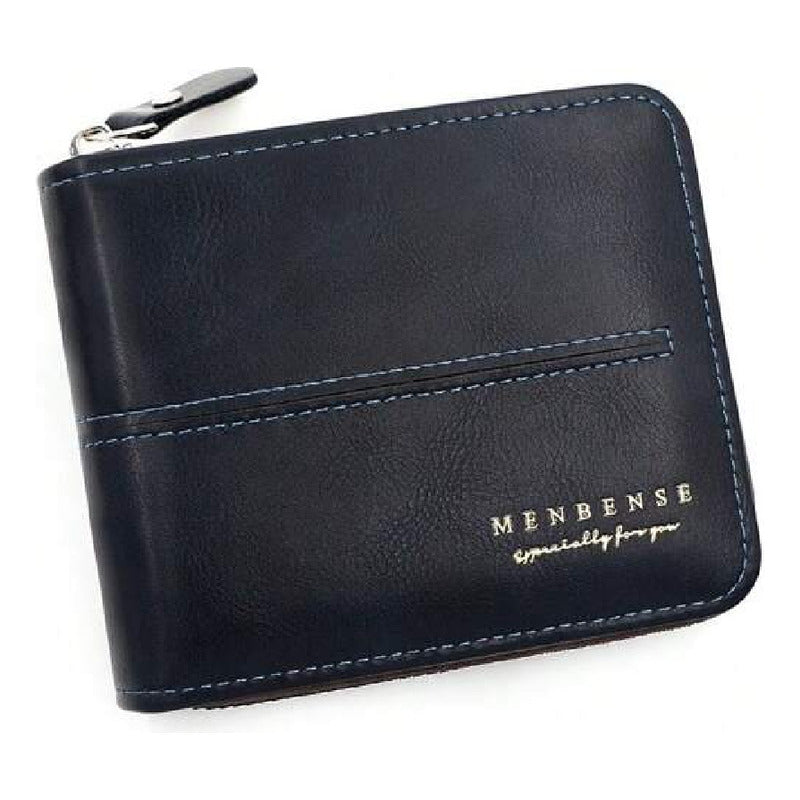 Billetera Para Hombre Con Cierre Sector Monedero De Cuerina Azul 1