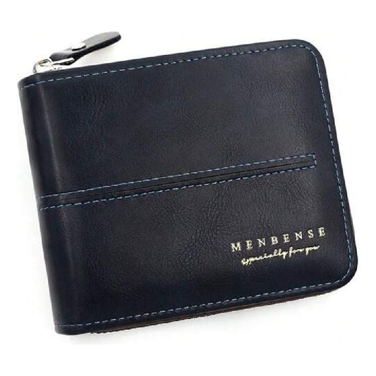 Billetera Para Hombre Con Cierre Sector Monedero De Cuerina Azul 1