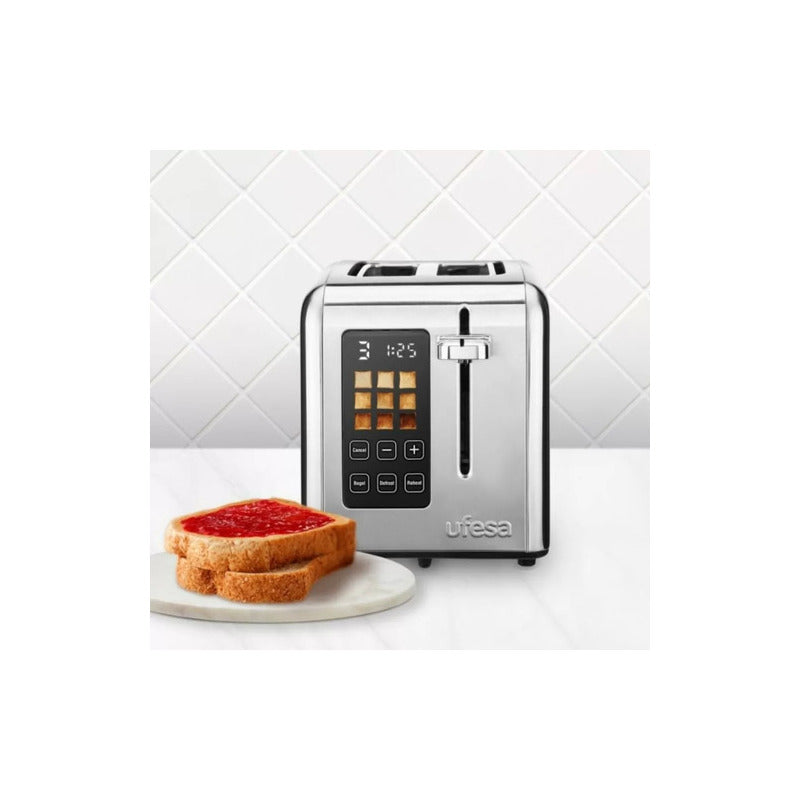 Tostadora Ufesa 2 Ranuras Digital - Color Gris Inox 950w Gris