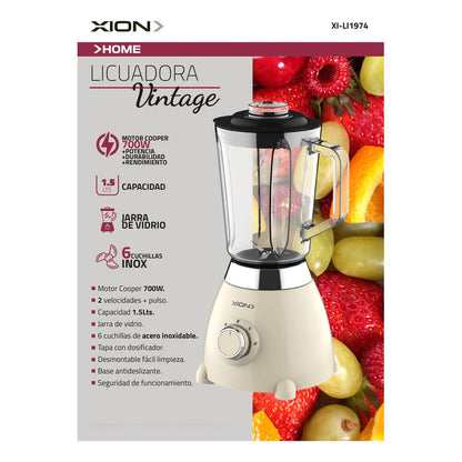 Licuadora Retro Xion Vintage 700w Jarra De Vidrio Xi-li1974 Beige