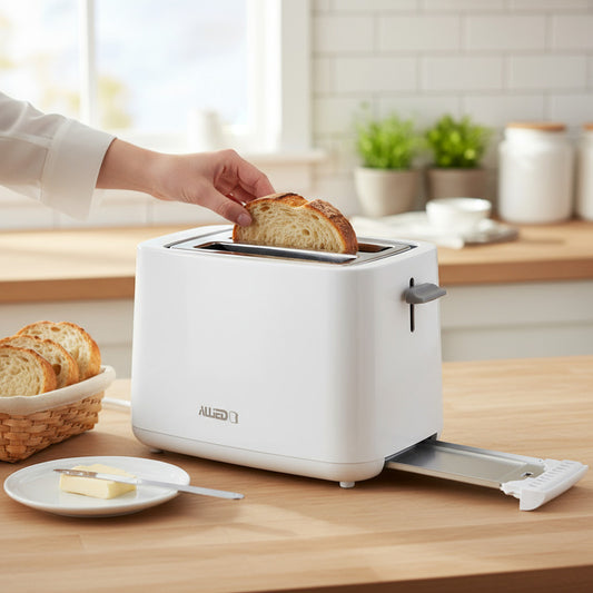Tostadora Allied 2 Panes 750w 7 De Niveles De Tostado Color Blanco