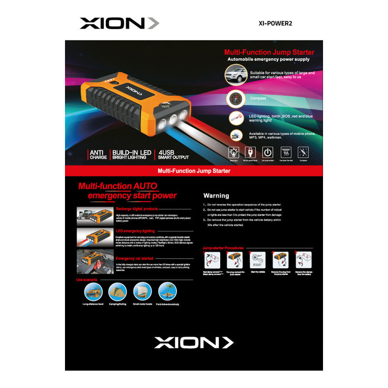 Arrancador De Auto Power Bank Y Linterna Xion Xi-power2