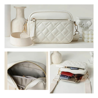 Cartera De Damas Bolso Para Mujer Bandolera Correa Ajustable Caqui Capitoneada