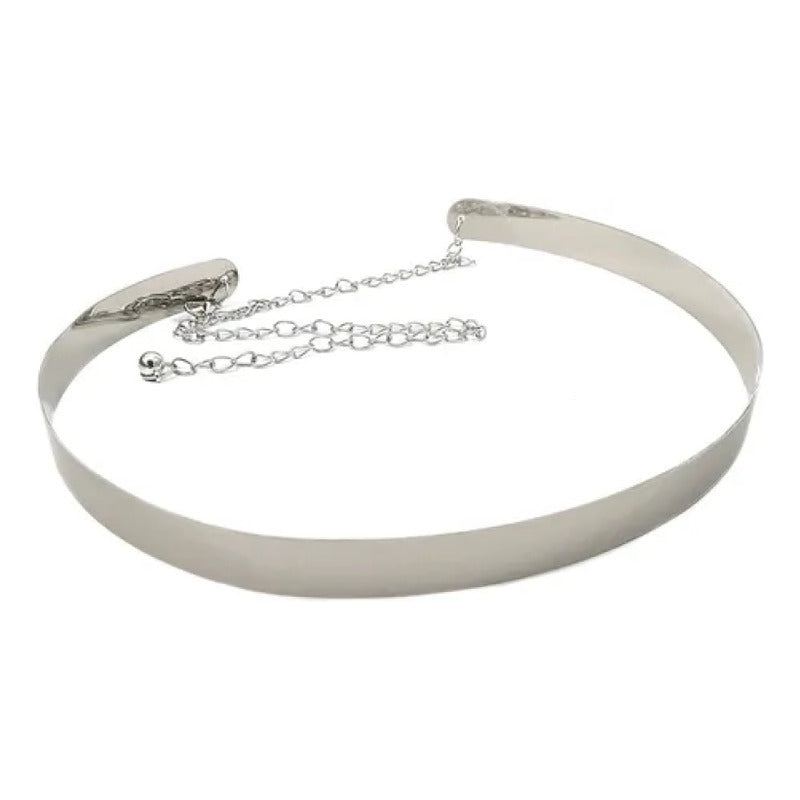 Cinturón Fino De Metal Para Mujer 2cm Plateado/dorado Plateado. Único
