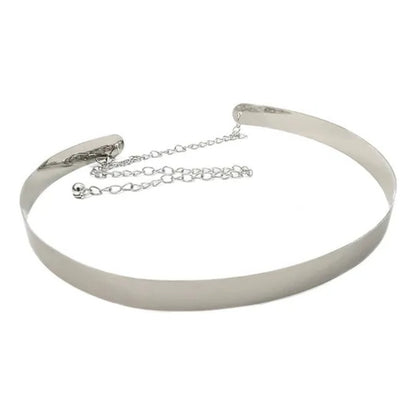 Cinturón Fino De Metal Para Mujer 2cm Plateado/dorado Plateado. Único
