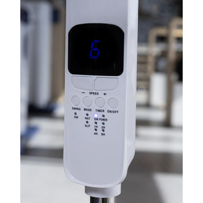 Ventilador De Pie Con Cotrol Slim Design Xion Xi-v180 Cantidad De Aspas 5 Estructura Blanco Aspas Celeste Diámetro 45 Cm