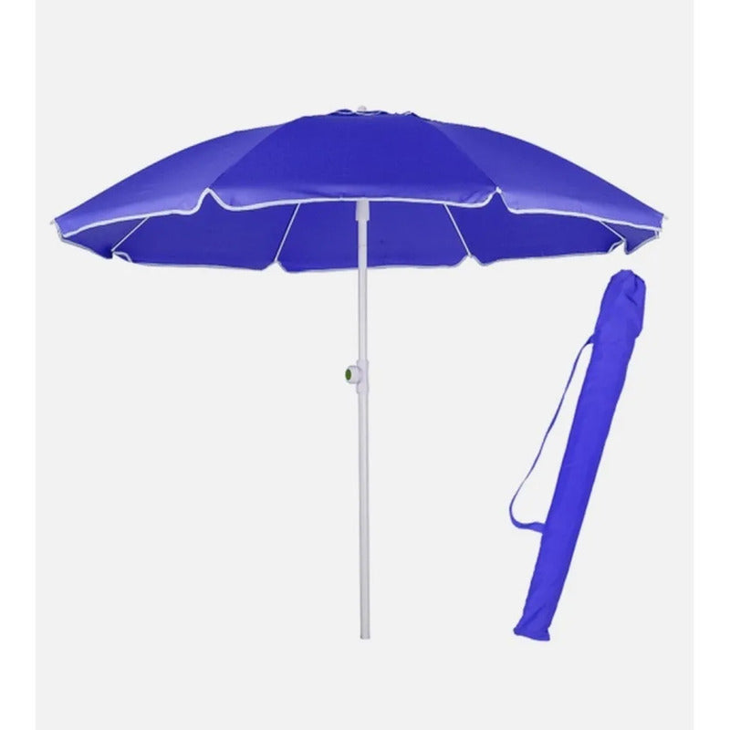 Sombrilla Octogonal 2 Mts C/filtro Uv, Funda, Playa O Jardin - Azul