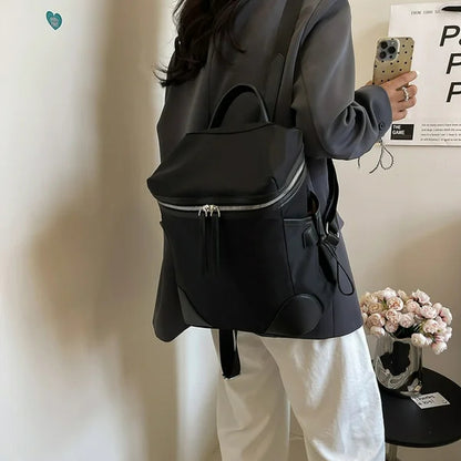 Mochila Para Mujer Impermeable De Tela Nylon Cartera De Dama Caqui1