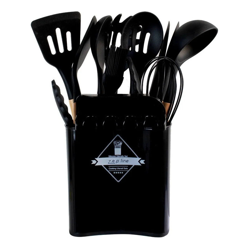 Juego Menage De Silicona 13piezas C/ Soporte Negro