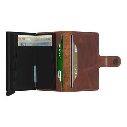 Billetera Tarjetero Automatico Cuero Ejecutiva Antirobo Rfid Color Marrón